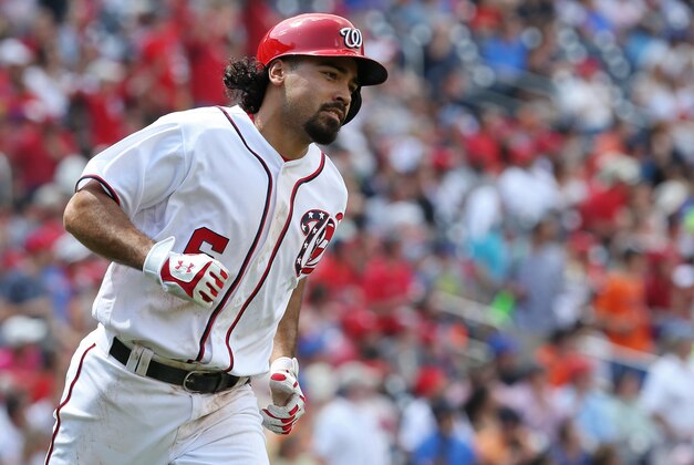 Apr 30, 2017; Washington, DC, USA; Washington Nationals third baseman Anthony Rendon (6) rounds the bases after hitting a home run against the New York Mets in the third inning at Nationals Park. Mandatory Credit: Geoff Burke-USA TODAY Sports