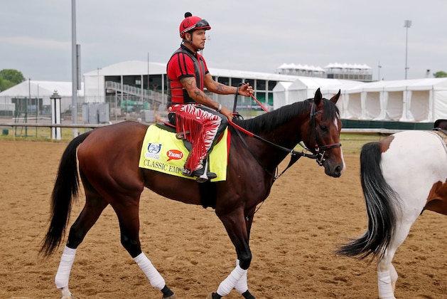 LOUISVILLE, KENTUCKY - APRIL 30: Classic Empire, owned by John Oxley and trained by Mark E. Casse, exercises in preparation for the Kentucky Derby at Churchill Downs on April 30, 2017 in Louisville, Kentucky. (Photo by Jon Durr/Eclipse Sportswire/Getty Images)
