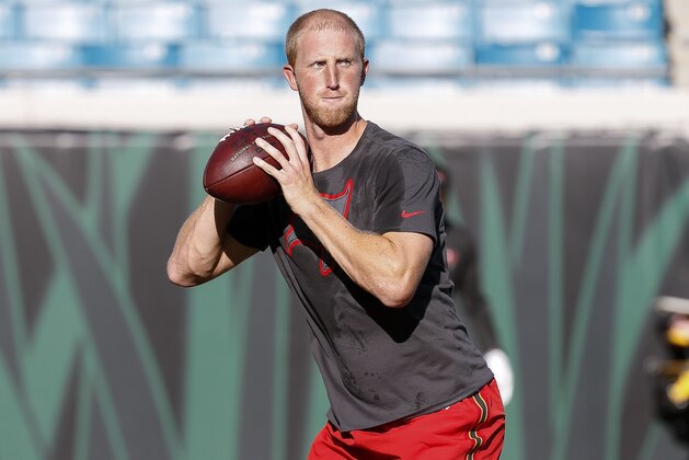 JACKSONVILLE, FL - AUGUST 20: Quarterback Mike Glennon #8 of the Tampa Bay Buccaneers warms up before a preseason game against the Jacksonville Jaguars at EverBank Field on August 20, 2016 in Jacksonville, Florida. The Bucs defeated the Jags 27 to 21. (Photo by Don Juan Moore/Getty Images)