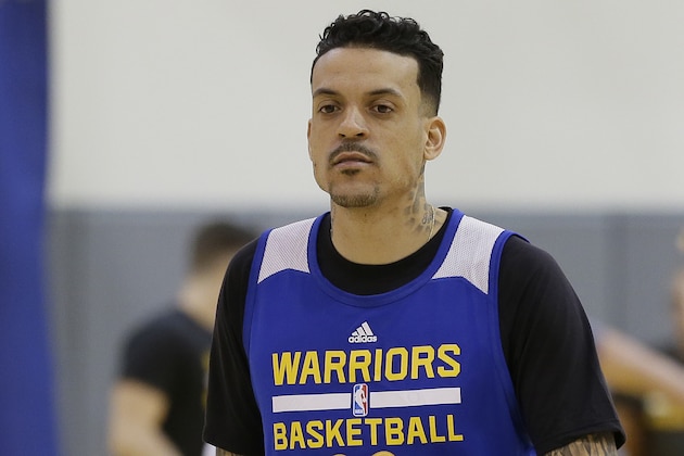 Golden State Warriors forward Matt Barnes walks off the court after NBA basketball practice Wednesday, March 8, 2017, in Oakland, Calif. (AP Photo/Eric Risberg)