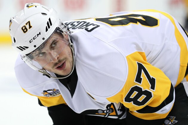 WASHINGTON, DC - APRIL 27: Sidney Crosby #87 of the Pittsburgh Penguins looks on against the Washington Capitals in the first period in Game One of the Eastern Conference Second Round during the 2017 NHL Stanley Cup Playoffs at Verizon Center on April 27, 2017 in Washington, DC. (Photo by Patrick Smith/Getty Images)