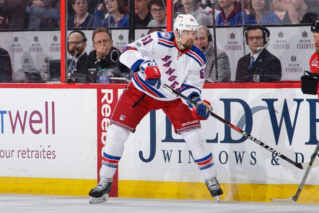 OTTAWA, ON - APRIL 29:  Rick Nash #61 of the New York Rangers skates against the Ottawa Senators in Game Two of the Eastern Conference Second Round during the 2017 NHL Stanley Cup Playoffs at Canadian Tire Centre on April 29, 2017 in Ottawa, Ontario, Canada.  (Photo by Jana Chytilova/Freestyle Photography/Getty Images) *** Local Caption ***