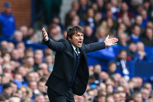 LIVERPOOL, ENGLAND - APRIL 30: Antonio Conte head coach / manager of Chelsea during the Premier League match between Everton and Chelsea at Goodison Park on April 30, 2017 in Liverpool, England. (Photo by Robbie Jay Barratt - AMA/Getty Images)