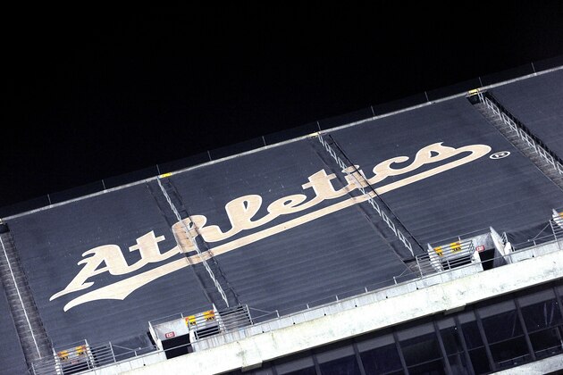 OAKLAND, CA - SEPTEMBER 05:  A general view of the Athetics logo durring the game between the Oakland Athletics and the Houston Astros at O.co Coliseum on September 5, 2014 in Oakland, California.  (Photo by Noah Graham/Getty Images)