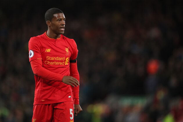LIVERPOOL, ENGLAND - APRIL 05: Georginio Wijnaldum of Liverpool during the Premier League match between Liverpool and AFC Bournemouth at Anfield on April 5, 2017 in Liverpool, England. (Photo by Matthew Ashton - AMA/Getty Images)