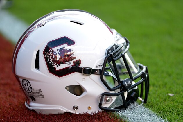 COLUMBIA, SC - SEPTEMBER 06:  Detail photo of a South Carolina Gamecocks helmet during their game against the East Carolina Pirates at Williams-Brice Stadium on September 6, 2014 in Columbia, South Carolina. South Carolina won 33-23.  (Photo by Grant Halverson/Getty Images)