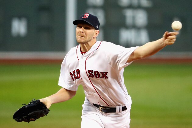 BOSTON, MA - MAY 02:  Chris Sale #41 of the Boston Red Sox throws a pitch during the second inning against the Baltimore Orioles at Fenway Park on May 2, 2017 in Boston, Massachusetts.  (Photo by Tim Bradbury/Getty Images)