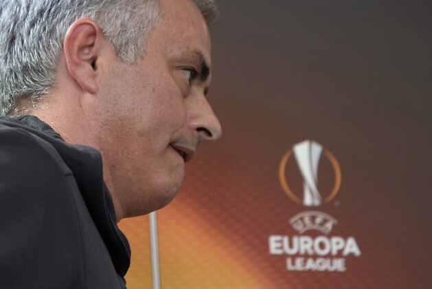 Manchester United's Portuguese coach Jose Mourinho attends a press conference at Balaidos stadium in Vigo, on May 3, 2017, on the eve of the UEFA Europa League semi-final football match against Celta de Vigo. / AFP PHOTO / MIGUEL RIOPA        (Photo credit should read MIGUEL RIOPA/AFP/Getty Images)
