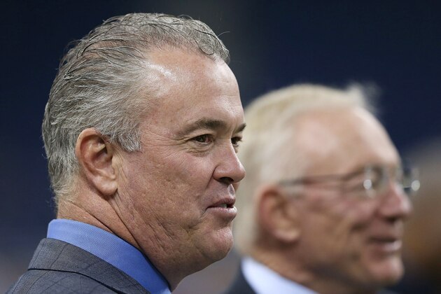 DETROIT, MI - OCTOBER 27: Stephen Jones, son of Dallas Cowboys owner Jerry Jones watches the actions on the field prior to the start of the game against the Detroit Lions at Ford Field on October 27, 2013 in Detroit, Michigan. The Lions defeated the Cowboys 31-30.  (Photo by Leon Halip/Getty Images)