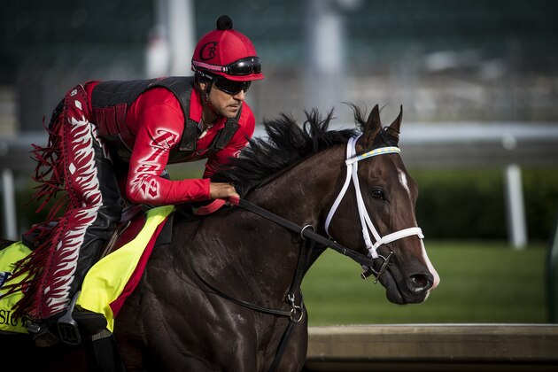 LOUISVILLE, KY - MAY 03: Classic Empire with Martin Rivers gallops at Churchill Downs on May 03, 2017 in Louisville, Kentucky. (Photo by Alex Evers/Eclipse Sportswire/Getty Images)