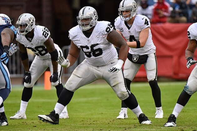 NASHVILLE, TN - NOVEMBER 29:  Gabe Jackson #66 of the Oakland Raiders plays against the Tennessee Titans at Nissan Stadium on November 29, 2015 in Nashville, Tennessee.  (Photo by Frederick Breedon/Getty Images)