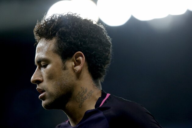 Barcelona's Brazilian forward Neymar looks on during the Spanish league football match RCD Espanyol vs FC Barcelona at the Cornella-El Prat stadium in Cornella de Llobregat on April 29, 2017.
Barcelona won 3-0. / AFP PHOTO / PAU BARRENA        (Photo credit should read PAU BARRENA/AFP/Getty Images)