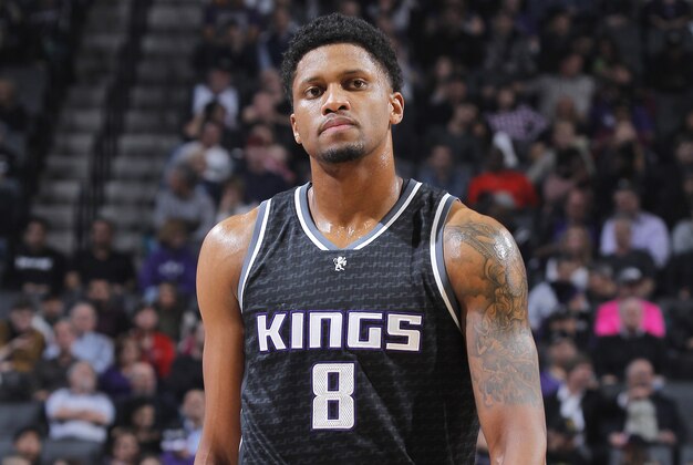 SACRAMENTO, CA - JANUARY 18: Rudy Gay #8 of the Sacramento Kings looks on during the game against the Indiana Pacers on January 18, 2017 at Golden 1 Center in Sacramento, California. NOTE TO USER: User expressly acknowledges and agrees that, by downloading and or using this photograph, User is consenting to the terms and conditions of the Getty Images Agreement. Mandatory Copyright Notice: Copyright 2017 NBAE (Photo by Rocky Widner/NBAE via Getty Images)