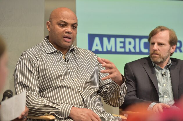 NEW YORK, NY - MAY 04: Host and Executive Producer Charles Barkley and Executive Producer Dan Partland speak onstage during the American Race Press Luncheon on May 4, 2017 at the Paley Center For Media in New York City. 26449_006  (Photo by Theo Wargo/Getty Images for TNT)