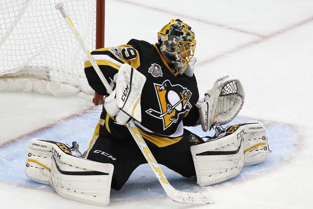 during the period of Game 4 in an NHL Stanley Cup Eastern Conference semifinal hockey game in Pittsburgh, Wednesday, May 3, 2017. (AP Photo/Gene J. Puskar)