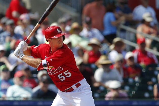 JUPITER, FL - MARCH 09: Stephen Piscotty #55 of the St. Louis Cardinals in action against the Houston Astros during a spring training game at Roger Dean Stadium on March 9, 2017 in Jupiter, Florida. (Photo by Rich Schultz/Getty Images)