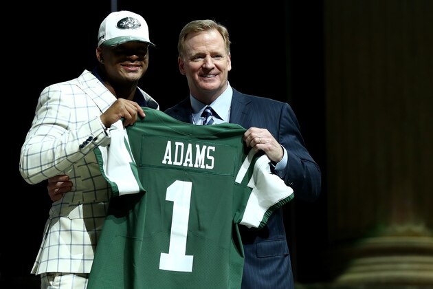 PHILADELPHIA, PA - APRIL 27: (L-R) Jamal Adams of LSU poses with Commissioner of the National Football League Roger Goodell after being picked #6 overall by the New York Jets during the first round of the 2017 NFL Draft at the Philadelphia Museum of Art on April 27, 2017 in Philadelphia, Pennsylvania. (Photo by Elsa/Getty Images) PHILADELPHIA, PA - APRIL 27: (L-R) Jamal Adams of LSU poses with Commissioner of the National Football League Roger Goodell after being picked #6 overall by the New York Jets during the first round of the 2017 NFL Draft at the Philadelphia Museum of Art on April 27, 2017 in Philadelphia, Pennsylvania. (Photo by Elsa/Getty Images)