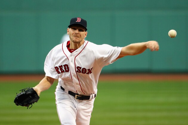BOSTON, MA - MAY 02:  Chris Sale #41 of the Boston Red Sox throws a pitch during the first inning against the Baltimore Orioles at Fenway Park on May 2, 2017 in Boston, Massachusetts.  (Photo by Tim Bradbury/Getty Images)