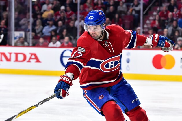 MONTREAL, QC - MARCH 14:  Alexander Radulov #47 of the Montreal Canadiens skates as he gets the stick out during the NHL game against the Chicago Blackhawks at the Bell Centre on March 14, 2017 in Montreal, Quebec, Canada.  The Chicago Blackhawks defeated the Montreal Canadiens 4-2.  (Photo by Minas Panagiotakis/Getty Images)