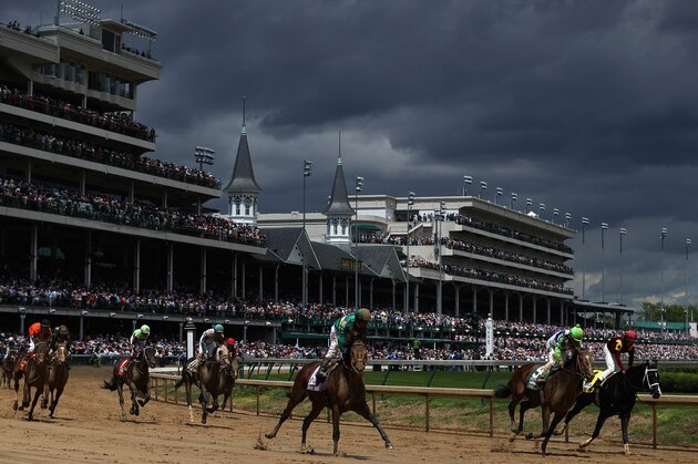 LOUISVILLE, KY - MAY 06: Horses cool down after crossing the finish in The 93rd Running of The Pat Day Mile prior to the 143rd running of the Kentucky Derby at Churchill Downs on May 6, 2017 in Louisville, Kentucky.  (Photo by Patrick Smith/Getty Images)