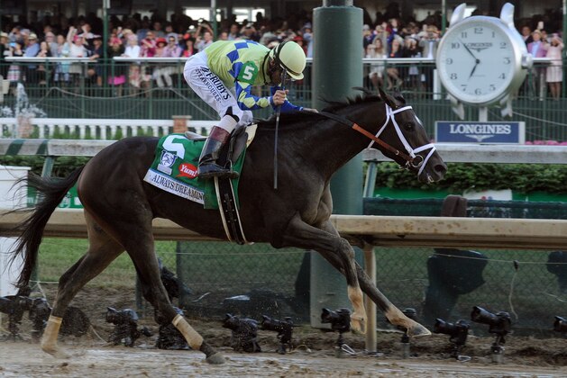IMAGE DISTRIBUTED FOR LONGINES - Always Dreaming, ridden by John Velazquez, wins the 143rd running of the Kentucky Derby, Saturday, May 6, 2017, at Churchill Downs in Louisville, Ky. Longines, the Swiss watch manufacturer known for its luxury timepieces, is the Official Watch and Timekeeper of the 143rd annual Kentucky Derby. (Photo by Diane Bondareff /AP Images for Longines)