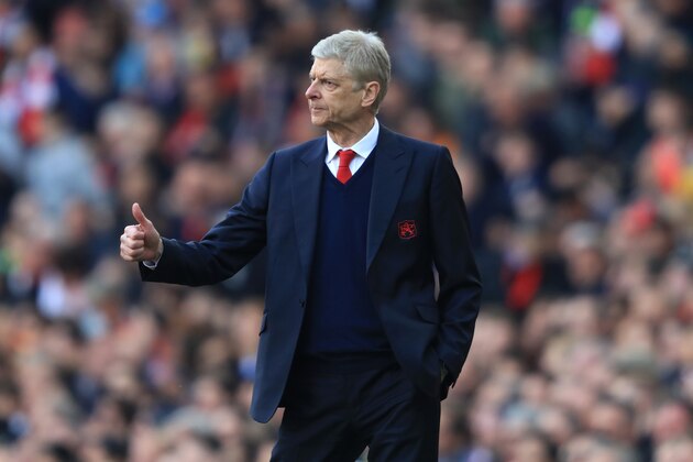 LONDON, ENGLAND - MAY 07: Arsene Wenger, Manager of Arsenal gestures during the Premier League match between Arsenal and Manchester United at the Emirates Stadium on May 7, 2017 in London, England.  (Photo by Richard Heathcote/Getty Images)