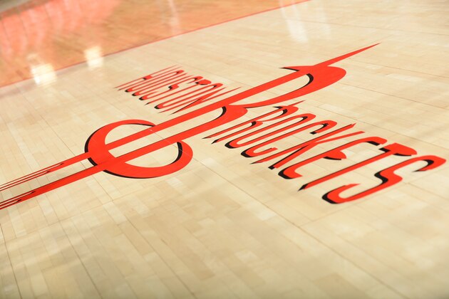 HOUSTON, TX - MAY 25:  The Houston Rockets logo is displayed on the floor of the arena prior to Game Four of the Western Conference Finals against the Golden State Warriors during the 2015 NBA Playoffs on May 25, 2015 at the Toyota Center in Houston, Texas. NOTE TO USER: User expressly acknowledges and agrees that, by downloading and or using this photograph, User is consenting to the terms and conditions of the Getty Images License Agreement. Mandatory Copyright Notice: Copyright 2015 NBAE (Photo by Noah Graham/NBAE via Getty Images)
