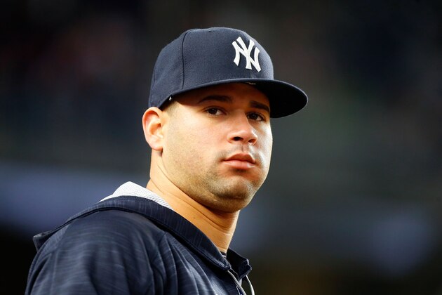 NEW YORK, NY - APRIL 14:  (NEW YORK DAILIES OUT)   Gary Sanchez #24 of the New York Yankees in action against the St. Louis Cardinals at Yankee Stadium on April 14, 2017 in the Bronx borough of New York City. The Yankees defeated the Cardinals 4-3.  (Photo by Jim McIsaac/Getty Images)