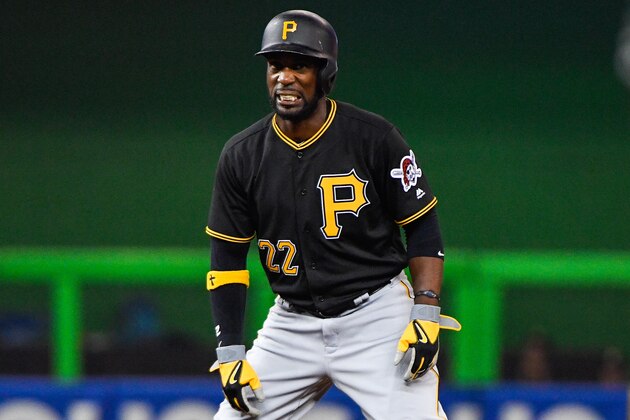 MIAMI, FL - APRIL 28:Andrew McCutchen #22 of the Pittsburgh Pirates in action during the game between the Miami Marlins and the Pittsburgh Pirates at Marlins Park on April 28, 2017 in Miami, Florida. (Photo by Mark Brown/Getty Images)