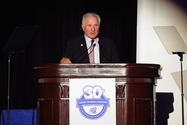 NEW YORK, NY - OCTOBER 06:  Nick Buoniconti speaks onstage at the 30th Annual Great Sports Legends Dinner to benefit The Buoniconti Fund to Cure Paralysis at The Waldorf Astoria on October 6, 2015 in New York City.  (Photo by Craig Barritt/Getty Images for The Buoniconti Fund To Cure Paralysis)