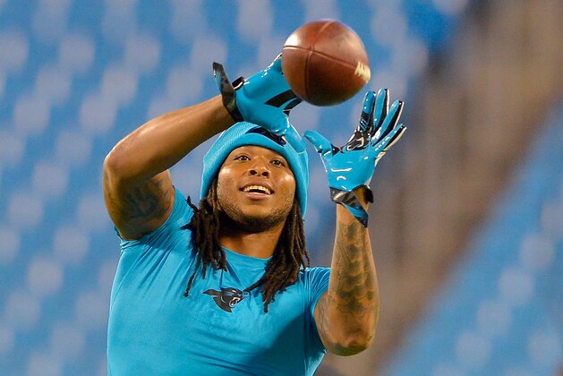CHARLOTTE, NC - NOVEMBER 17:  Kelvin Benjamin #13 of the Carolina Panthers catches a pass during warm ups before their game against the New Orleans Saints at Bank of America Stadium on November 17, 2016 in Charlotte, North Carolina.  (Photo by Grant Halverson/Getty Images)