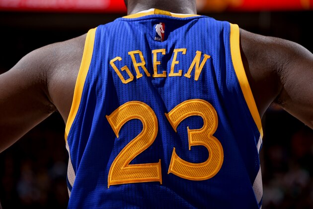 SALT LAKE CITY, UT - MAY 8:  Draymond Green #23 of the Golden State Warriors looks on during the game against the Utah Jazz during Game Four of the Western Conference Semifinals of the 2017 NBA Playoffs on May 8, 2017 at vivint.SmartHome Arena in Salt Lake City, Utah. NOTE TO USER: User expressly acknowledges and agrees that, by downloading and/or using this Photograph, user is consenting to the terms and conditions of the Getty Images License Agreement. Mandatory Copyright Notice: Copyright 2017 NBAE (Photo by Andrew D. Bernstein/NBAE via Getty Images)