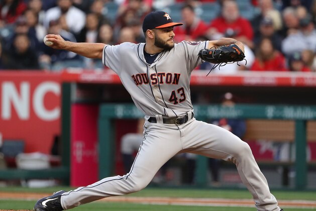 ANAHEIM, CA - MAY 06: PItcher Lance McCullers Jr. #43 of the Houston Astros pitches in the second inning during the MLB game against the Los Angeles Angels of Anaheim at Angel Stadium of Anaheim on May 6, 2017 in Anaheim, California. (Photo by Victor Decolongon/Getty Images) ANAHEIM, CA - MAY 06: PItcher Lance McCullers Jr. #43 of the Houston Astros pitches in the second inning during the MLB game against the Los Angeles Angels of Anaheim at Angel Stadium of Anaheim on May 6, 2017 in Anaheim, California. (Photo by Victor Decolongon/Getty Images)