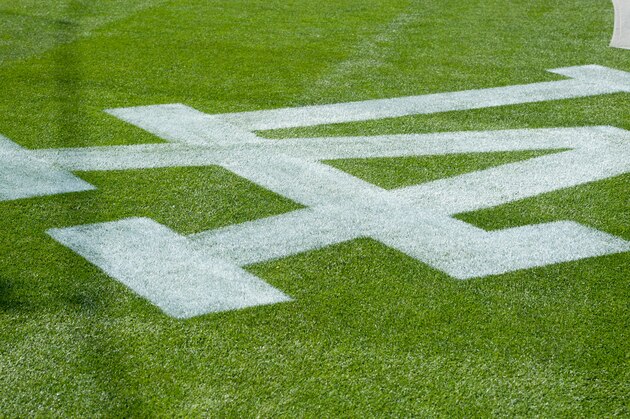 LOS ANGELES, CA - JULY 02: A general view of the Dodger logo in the grass before a game on July 2, 2012 at Dodger Stadium in Los Angeles, California.
 (Photo by John Kanuit/Sport Studio Photos/Getty Images)