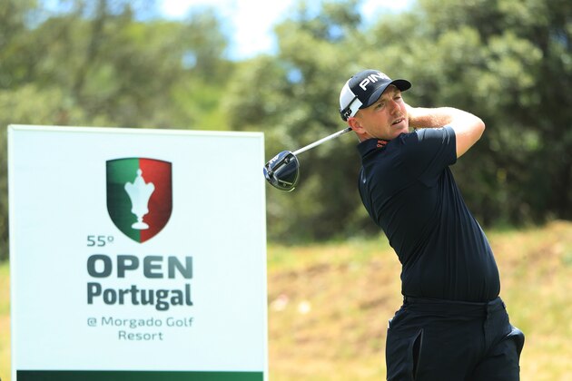 PORTIMAO, PORTUGAL - MAY 11:  Matt Wallace of England hits his tee shot on the 18th hole during the first round of the Open de Portugal at the Morgado Golf Resort on May 11, 2017 in Portimao, Portugal.  (Photo by Andrew Redington/Getty Images)