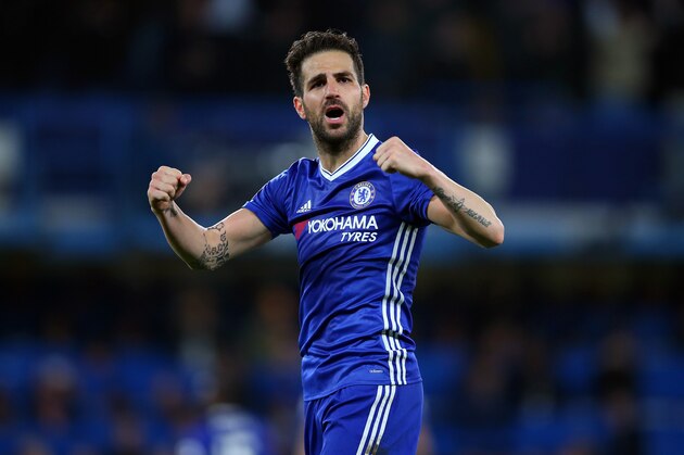LONDON, ENGLAND - MAY 08: Cesc Fabregas of Chelsea celebrates during the Premier League match between Chelsea and Middlesbrough at Stamford Bridge on May 8, 2017 in London, England. (Photo by Catherine Ivill - AMA/Getty Images)