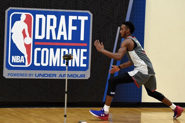 CHICAGO, IL - MAY 12:  Terrance Ferguson #21 participates in drills during Day Two of the NBA Draft Combine at Quest MultiSport Complex on May 12, 2017 in Chicago, Illinois.  NOTE TO USER: User expressly acknowledges and agrees that, by downloading and or using this photograph, User is consenting to the terms and conditions of the Getty Images License Agreement.  (Photo by Stacy Revere/Getty Images)