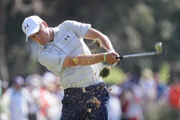 PONTE VEDRA BEACH, FL - MAY 12:  Jordan Spieth of the United States plays a shot on the tenth hole during the second round of the THE PLAYERS Championship at the Stadium course at TPC Sawgrass on May 12, 2017 in Ponte Vedra Beach, Florida.  (Photo by Jamie Squire/Getty Images)