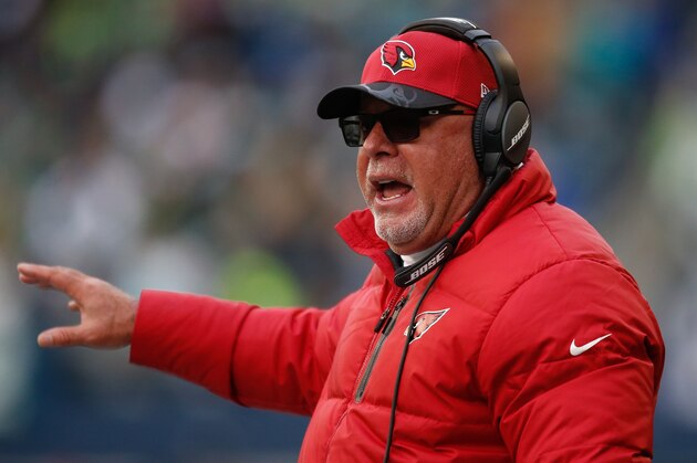 SEATTLE, WA - DECEMBER 24:  Head coach Bruce Arians of the Arizona Cardinals looks on during the game against the Seattle Seahawks at CenturyLink Field on December 24, 2016 in Seattle, Washington.  (Photo by Otto Greule Jr/Getty Images)