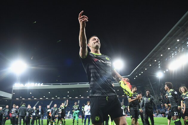 WEST BROMWICH, ENGLAND - MAY 12:  John Terry looks on as Chelsea celebrate winning the league after the Premier League match between West Bromwich Albion and Chelsea at The Hawthorns on May 12, 2017 in West Bromwich, England. Chelsea are crowned champions after a 1-0 victory against West Bromwich Albion. (Photo by Michael Regan/Getty Images)
Restrictions  (Photo by Michael Regan/Getty Images)