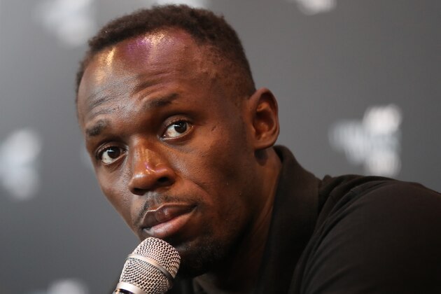 Nine-time Olympic champion Usain Bolt speaks during a press conference within the 204th IAAF Council meeting in Monaco on December 2, 2016.   / AFP / VALERY HACHE        (Photo credit should read VALERY HACHE/AFP/Getty Images)