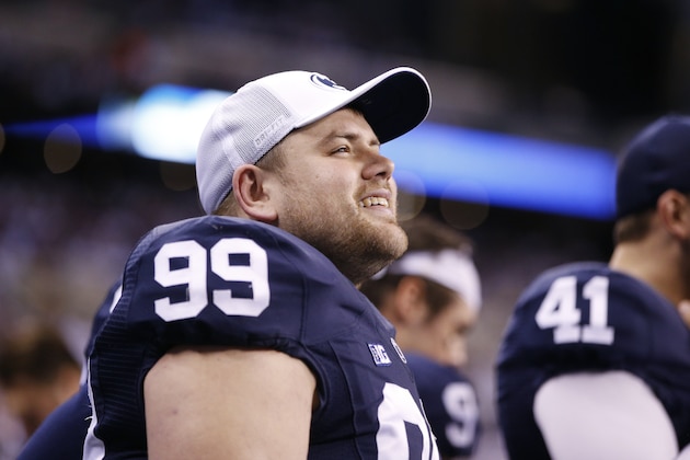 INDIANAPOLIS, IN - DECEMBER 03: Joey Julius #99 of the Penn State Nittany Lions looks on against the Wisconsin Badgers during the Big Ten Championship game at Lucas Oil Stadium on December 3, 2016 in Indianapolis, Indiana. Penn State defeated Wisconsin 38-31. (Photo by Joe Robbins/Getty Images)