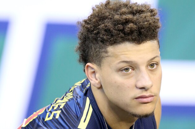 Texas Tech quarterback Patrick Mahomes is seen after a drill at the 2017 NFL football scouting combine Saturday, March 4, 2017, in Indianapolis. (AP Photo/Gregory Payan)