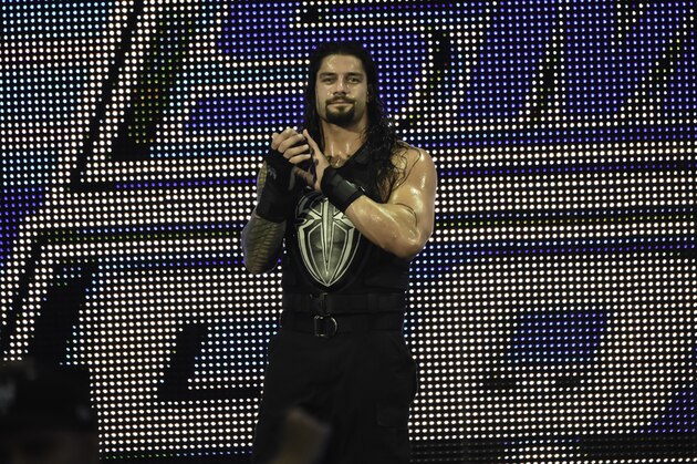 MIAMI, FL- SEPTEMBER 01: Roman Reigns looks on during the WWE Smackdown on September 1, 2015 at the American Airlines Arena in Miami, Florida.  (Photo by Ron ElkmanSports Imagery/Getty Images)