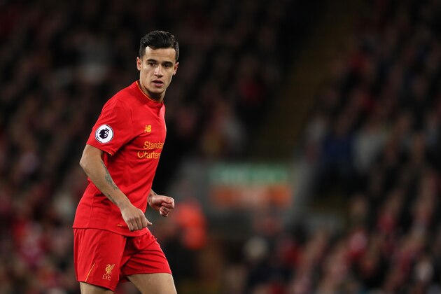LIVERPOOL, ENGLAND - APRIL 05: Philippe Coutinho of Liverpool during the Premier League match between Liverpool and AFC Bournemouth at Anfield on April 5, 2017 in Liverpool, England. (Photo by Matthew Ashton - AMA/Getty Images)