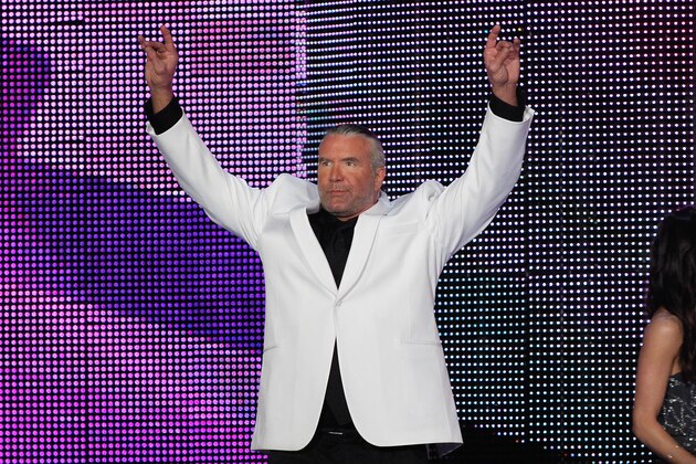 Scott Hall aka Razor Ramon speaks during the WWE Hall of Fame Induction at the Smoothie King Center in New Orleans on Saturday, April 5, 2014. (Jonathan Bachman/AP Images for WWE)