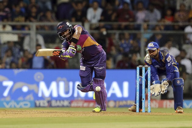 Rising Pune Supergiant player Manoj Tiwary bats during their Indian Premier League (IPL) Qualifier cricket match against Mumbai Indians in Mumbai, India, Tuesday, May 16, 2017.(AP Photo/Rajanish Kakade)