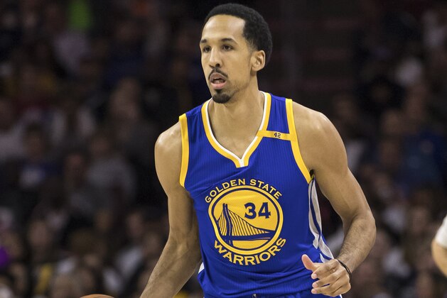 In this Feb. 27, 2017 photo, Golden State Warriors' Shaun Livingston is in action during the first half of an NBA basketball game against the Philadelphia 76ers in Philadelphia. Livingston is part of
