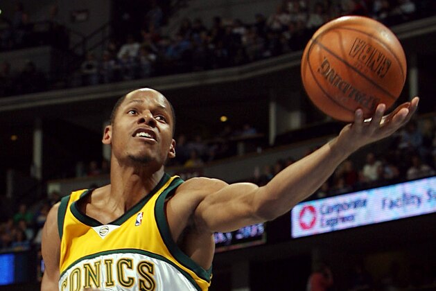 ** ADVANCE FOR WEEKEND EDITIONS APRIL 8-10 ** FILE Seattle SuperSonics guard Ray Allen goes up for a shot against the Denver Nuggets during the third quarter in an NBA basketball game in Denver in this March 24, 2006. (AP Photo/David Zalubowski)