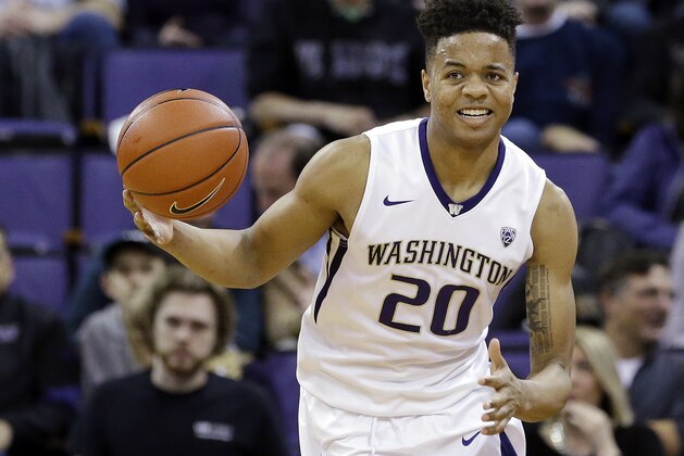 Washington's Markelle Fultz in action against Arizona in an NCAA college basketball game Saturday, Feb. 18, 2017, in Seattle. (AP Photo/Elaine Thompson)
